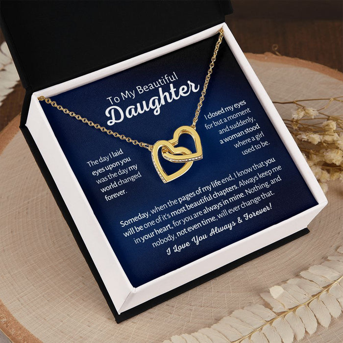 My Beautiful Daughter - A Woman Stood - Interlocked Hearts Design Necklace