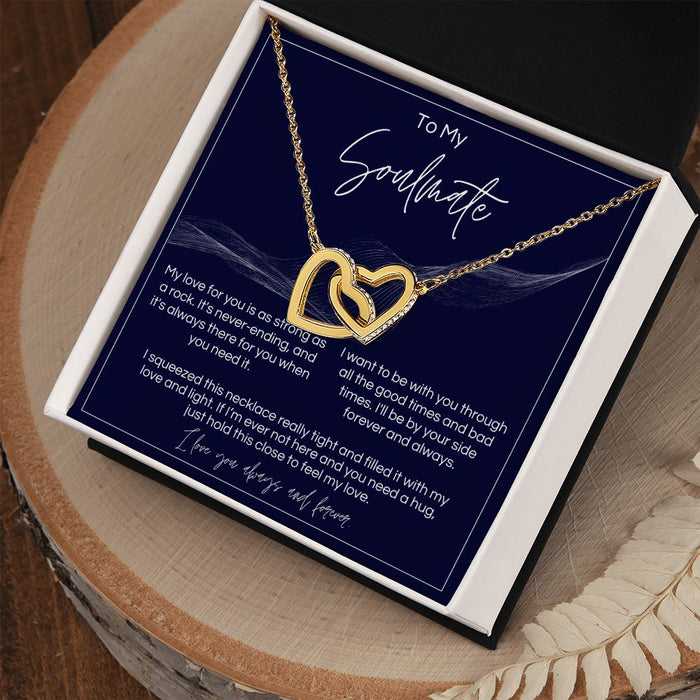 To My Soulmate - Strong As A Rock - Interlocked Hearts - Dark Card