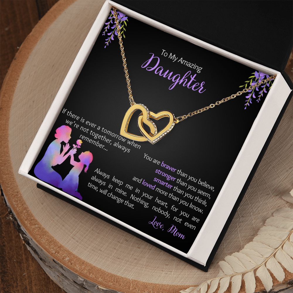 My Daughter - Love Mom - Braver, Stronger - Interlocked Design Necklace