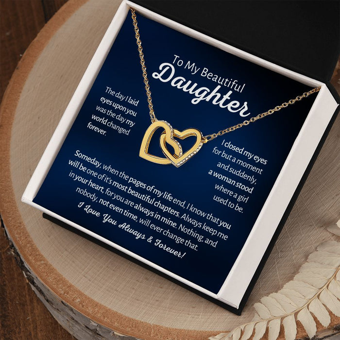 My Beautiful Daughter - A Woman Stood - Interlocked Hearts Design Necklace