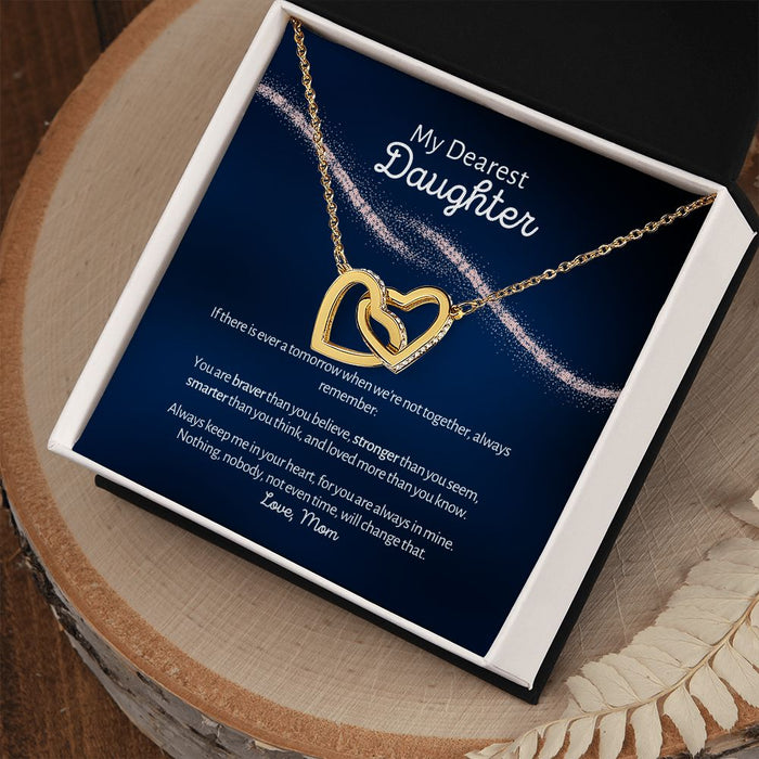 Dearest Daughter - Braver - Interlocked Hearts Design Necklace
