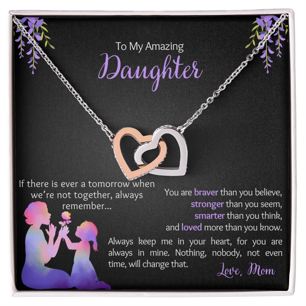 My Daughter - Love Mom - Braver, Stronger - Interlocked Design Necklace
