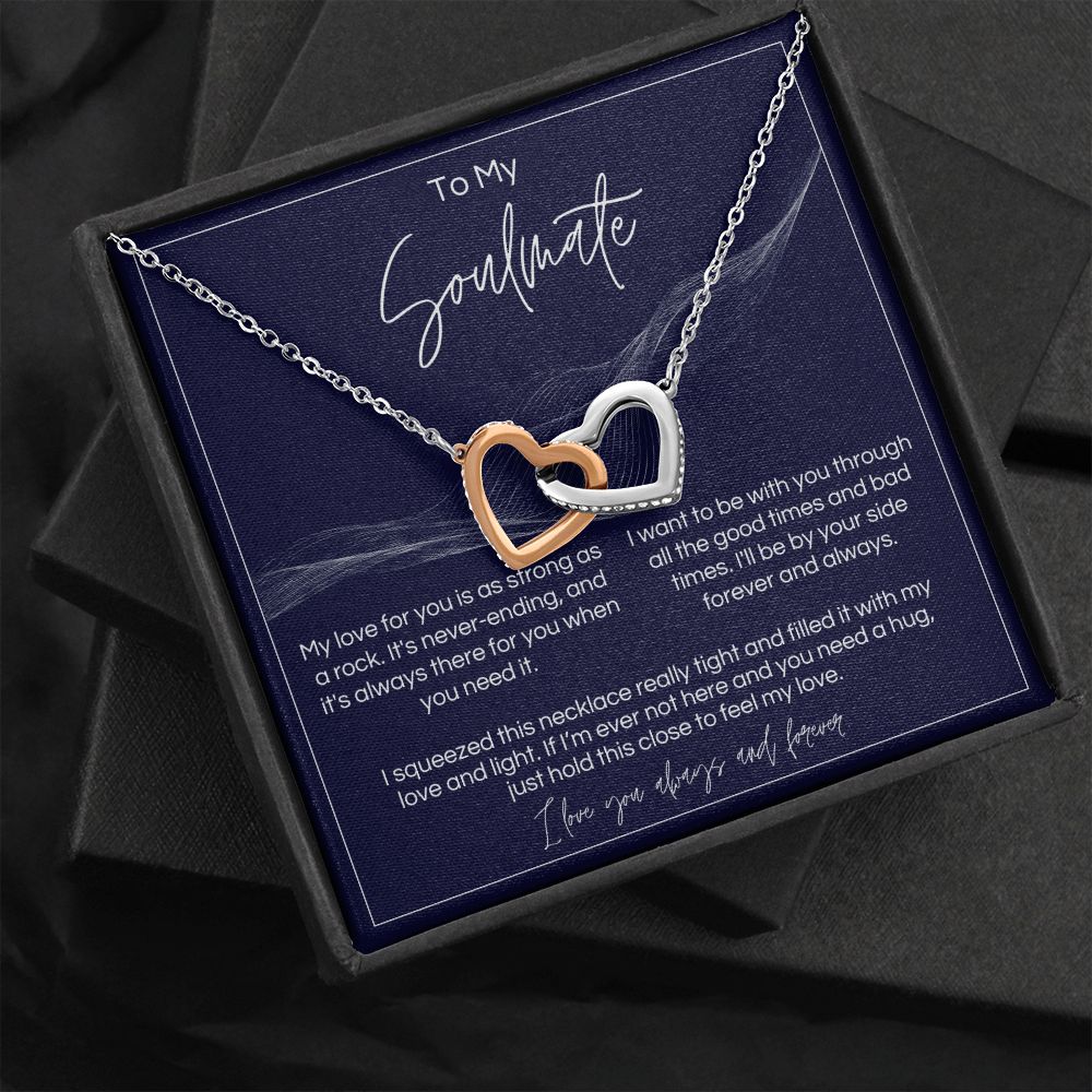 To My Soulmate - Strong As A Rock - Interlocked Hearts - Dark Card