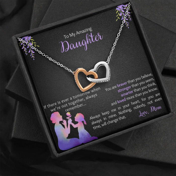 My Daughter - Love Mom - Braver, Stronger - Interlocked Design Necklace