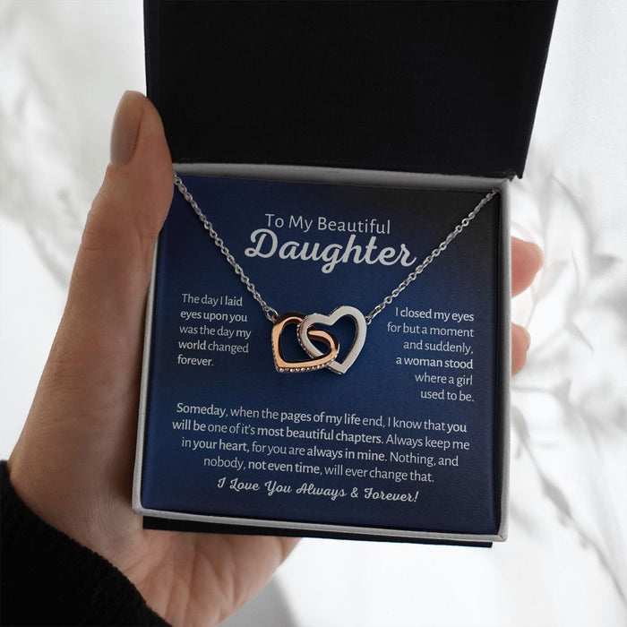 My Beautiful Daughter - A Woman Stood - Interlocked Hearts Design Necklace