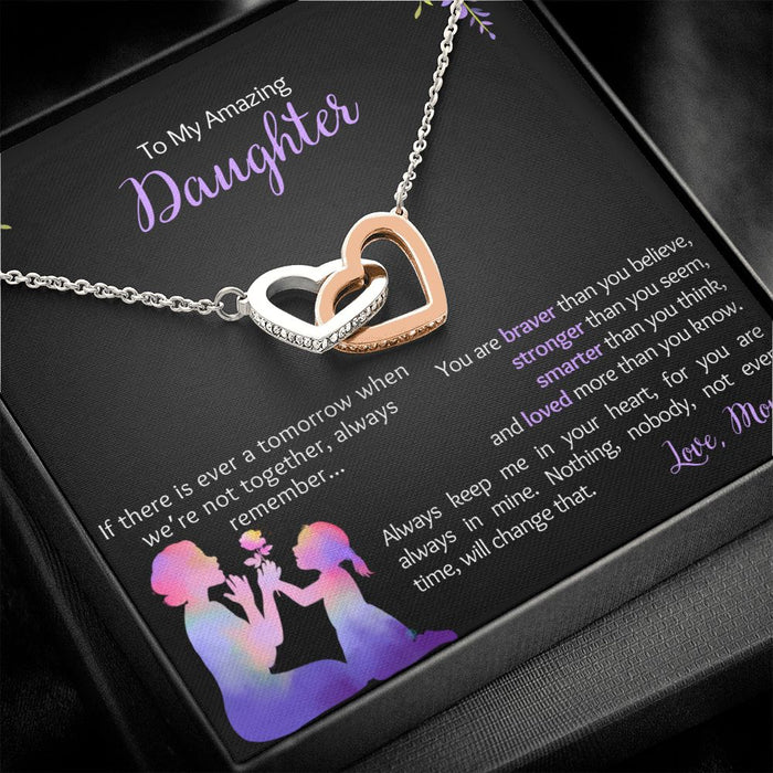 My Daughter - Love Mom - Braver, Stronger - Interlocked Design Necklace