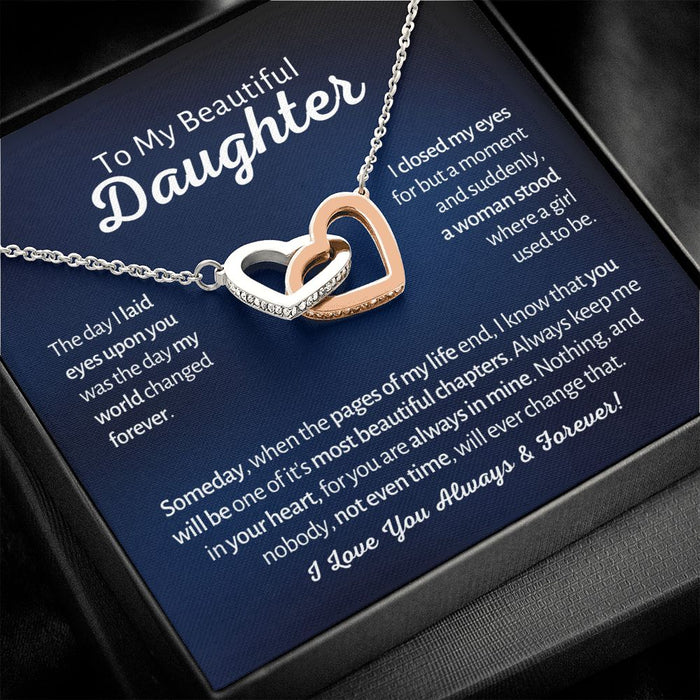 My Beautiful Daughter - A Woman Stood - Interlocked Hearts Design Necklace