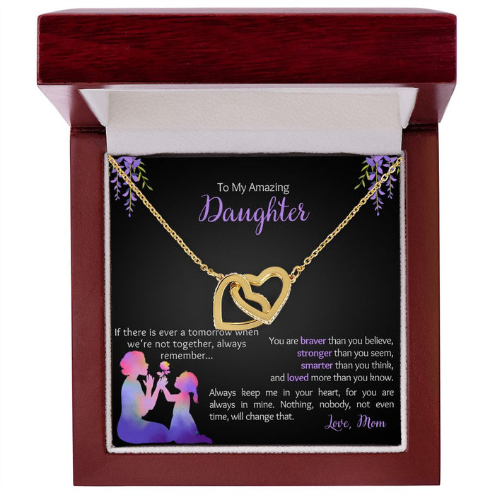 My Daughter - Love Mom - Braver, Stronger - Interlocked Design Necklace
