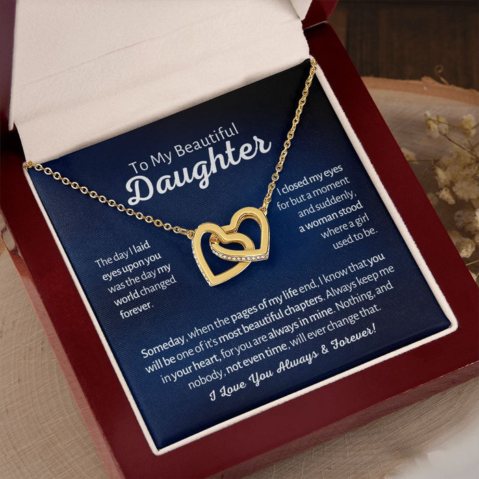 My Beautiful Daughter - A Woman Stood - Interlocked Hearts Design Necklace