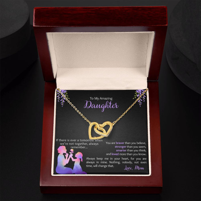 My Daughter - Love Mom - Braver, Stronger - Interlocked Design Necklace