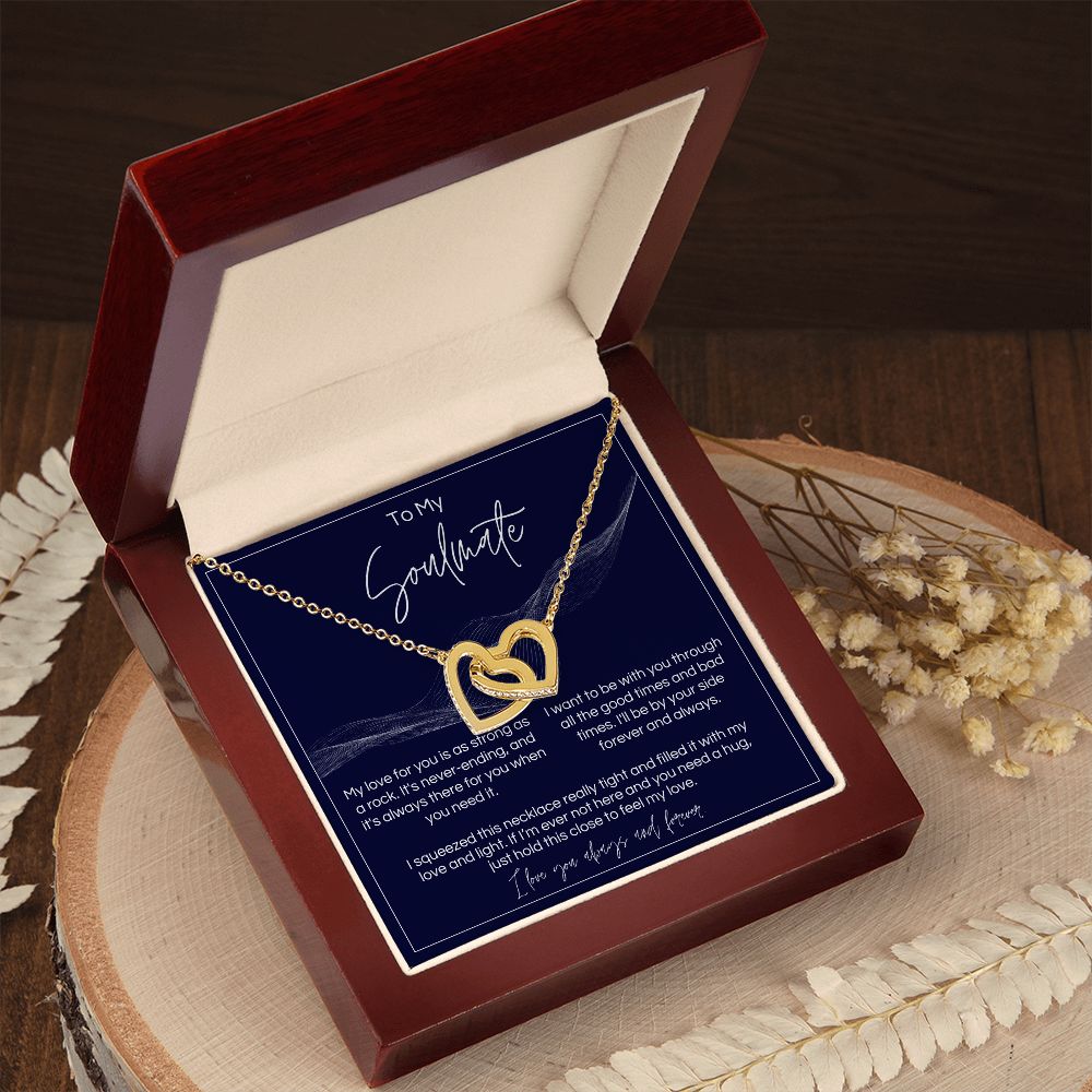 To My Soulmate - Strong As A Rock - Interlocked Hearts - Dark Card