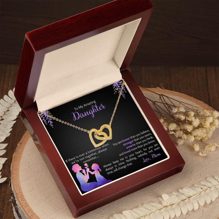 My Daughter - Love Mom - Braver, Stronger - Interlocked Design Necklace