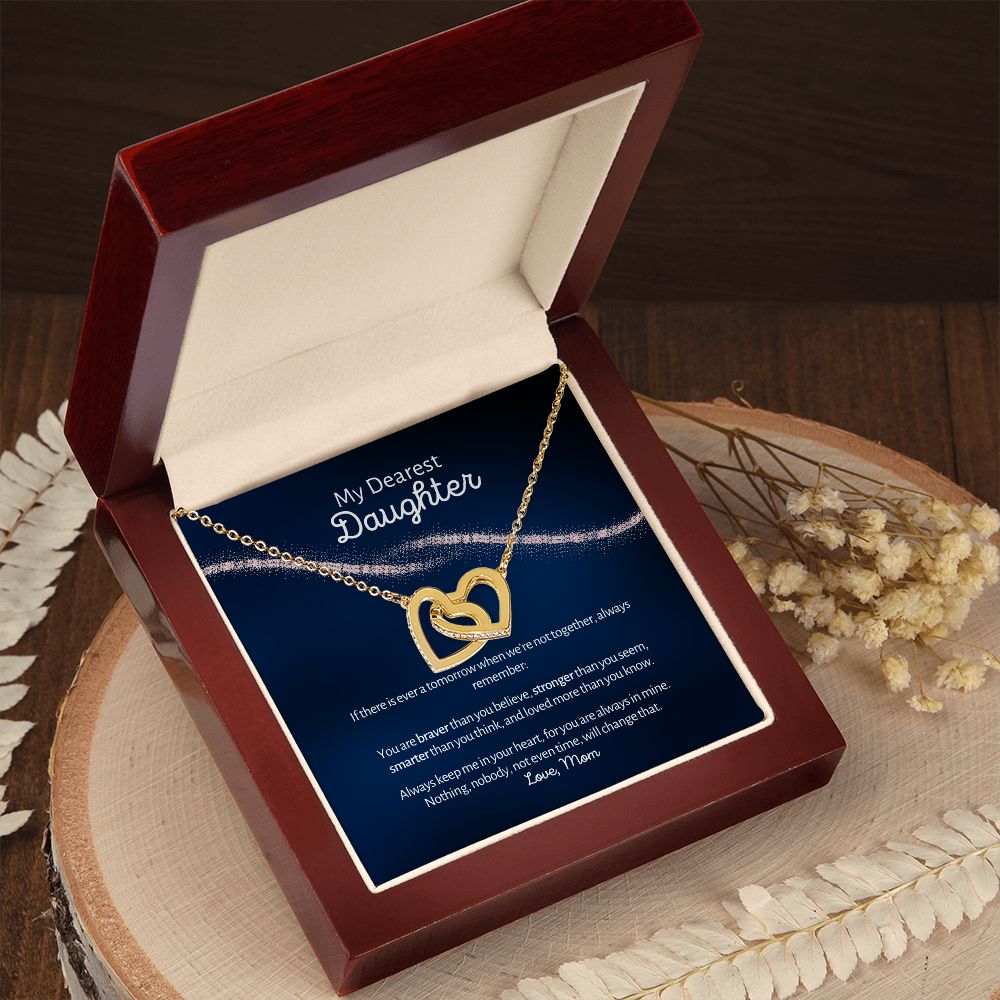 Dearest Daughter - Braver - Interlocked Hearts Design Necklace