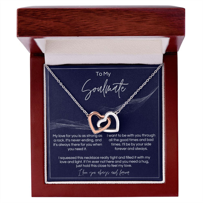 To My Soulmate - Strong As A Rock - Interlocked Hearts - Dark Card