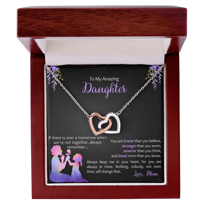 My Daughter - Love Mom - Braver, Stronger - Interlocked Design Necklace