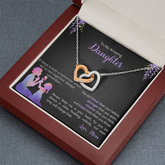 My Daughter - Love Mom - Braver, Stronger - Interlocked Design Necklace