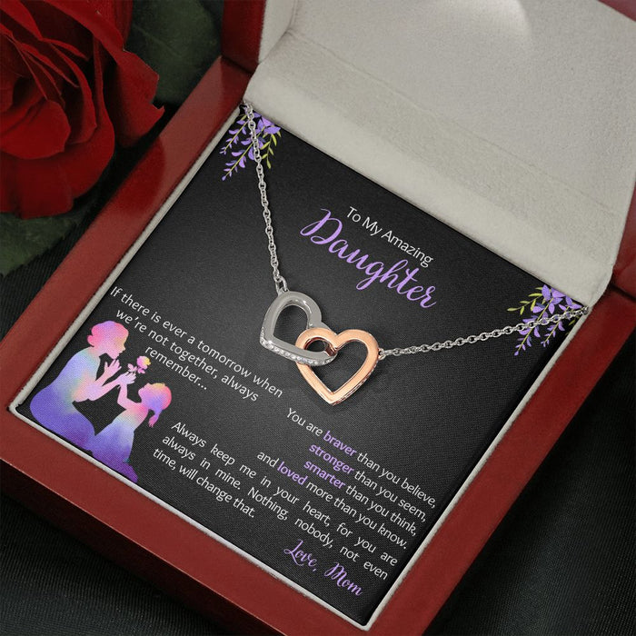 My Daughter - Love Mom - Braver, Stronger - Interlocked Design Necklace