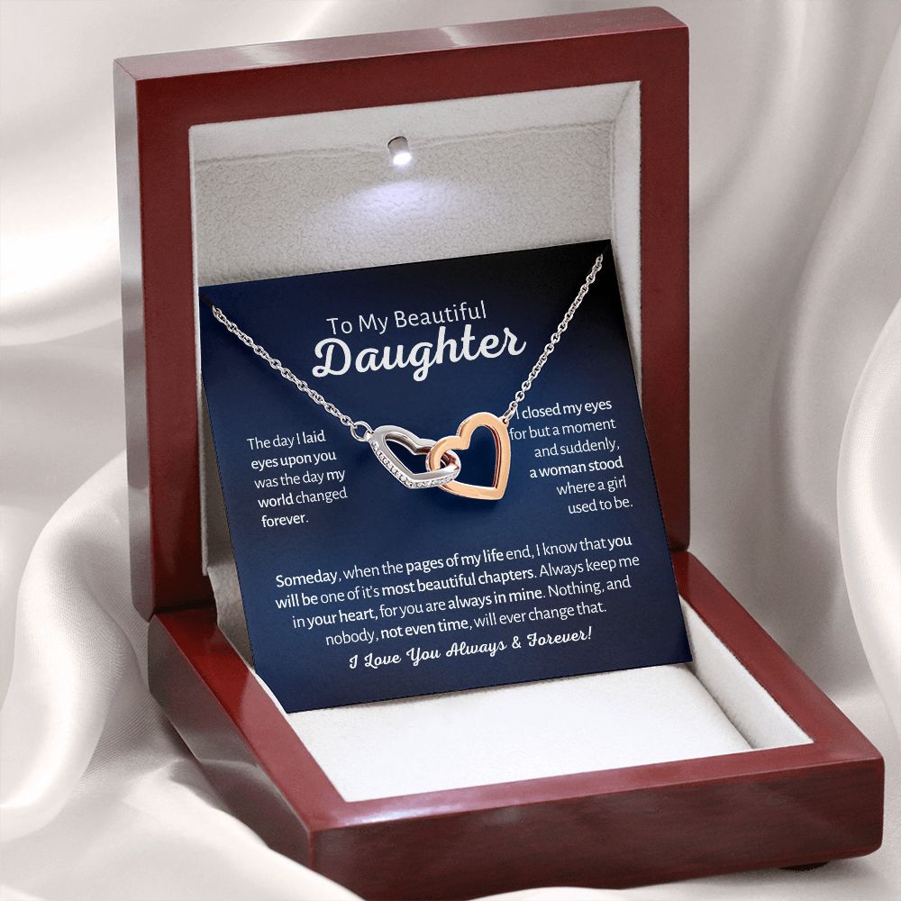 My Beautiful Daughter - A Woman Stood - Interlocked Hearts Design Necklace