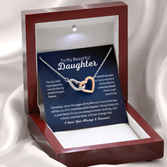 My Beautiful Daughter - A Woman Stood - Interlocked Hearts Design Necklace