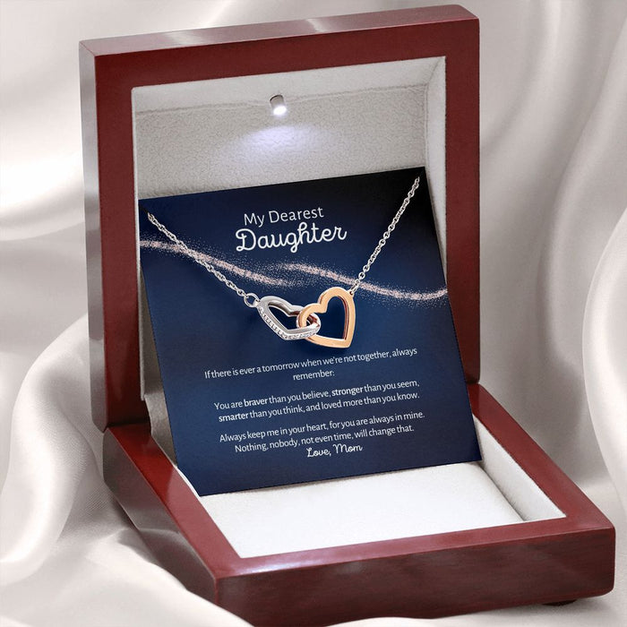 Dearest Daughter - Braver - Interlocked Hearts Design Necklace