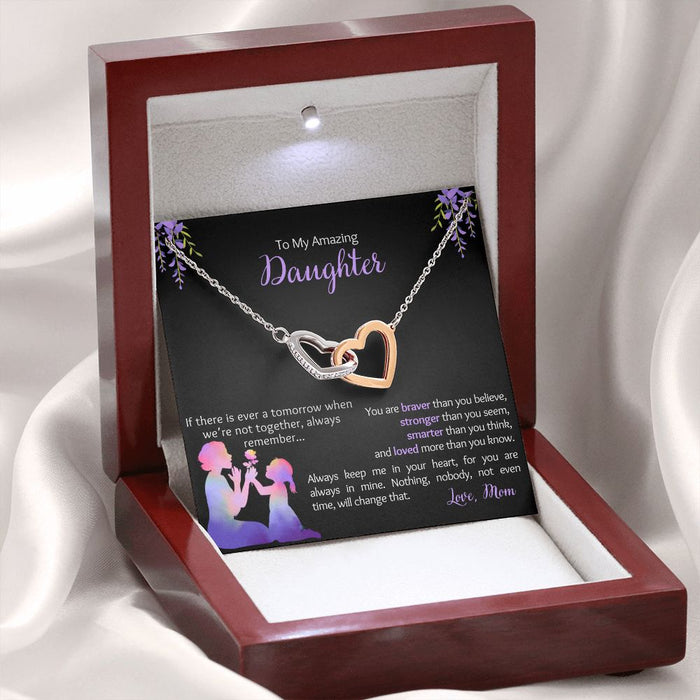 My Daughter - Love Mom - Braver, Stronger - Interlocked Design Necklace