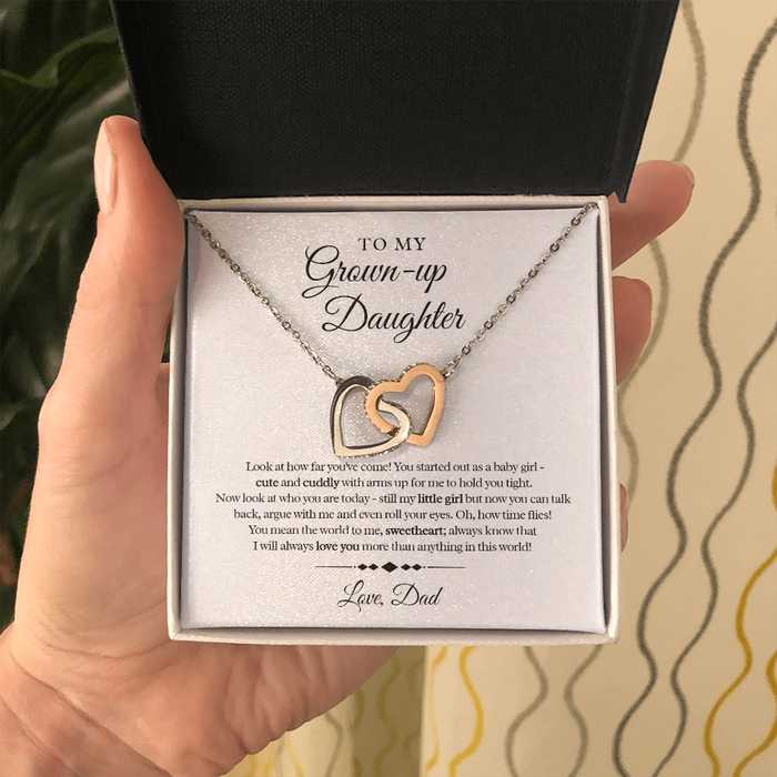 My Grown-Up Daughter - Love Dad - Interlocked Heart Necklace