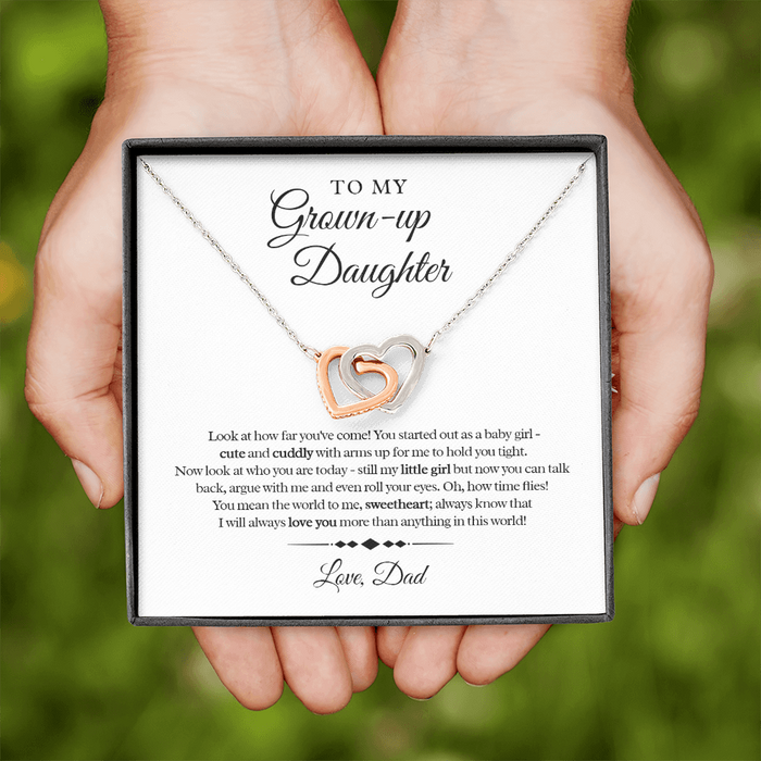 My Grown-Up Daughter - Love Dad - Interlocked Heart Necklace
