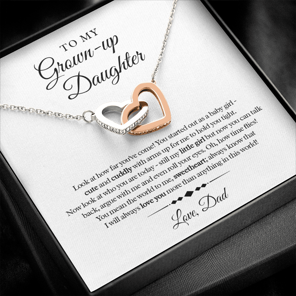 My Grown-Up Daughter - Love Dad - Interlocked Heart Necklace
