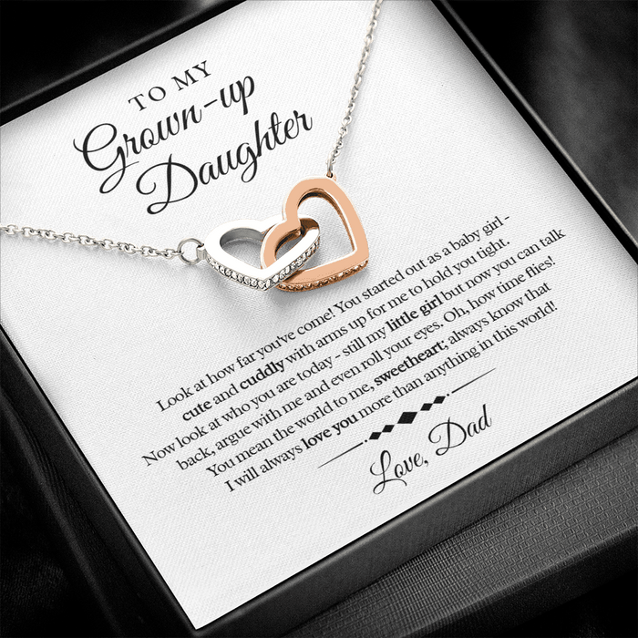 My Grown-Up Daughter - Love Dad - Interlocked Heart Necklace