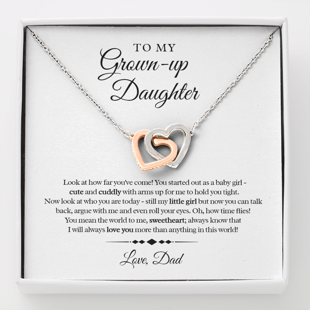 My Grown-Up Daughter - Love Dad - Interlocked Heart Necklace