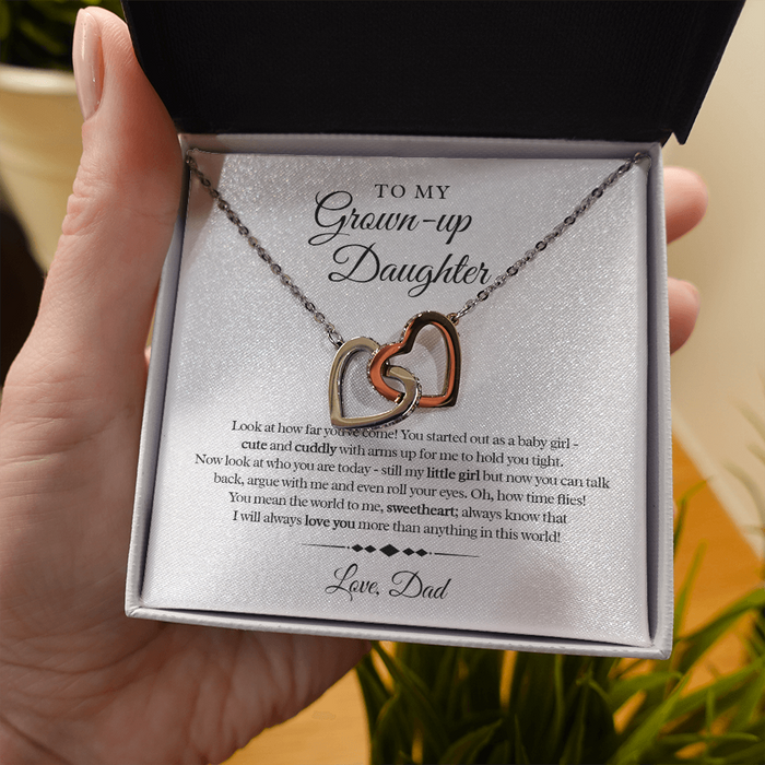My Grown-Up Daughter - Love Dad - Interlocked Heart Necklace