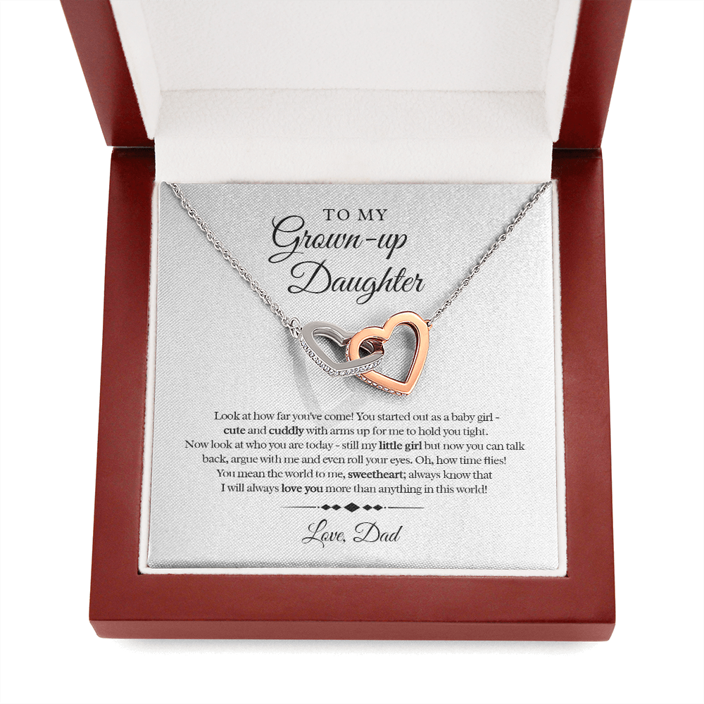 My Grown-Up Daughter - Love Dad - Interlocked Heart Necklace