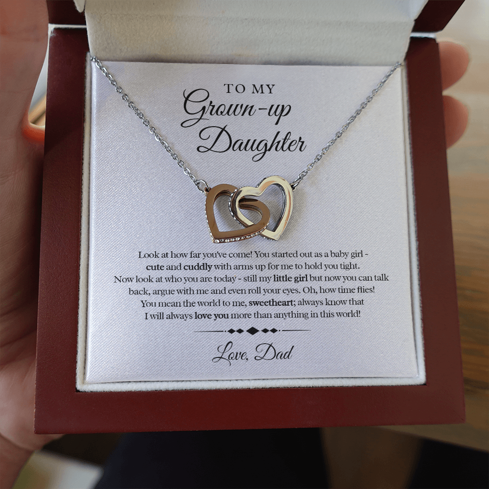 My Grown-Up Daughter - Love Dad - Interlocked Heart Necklace