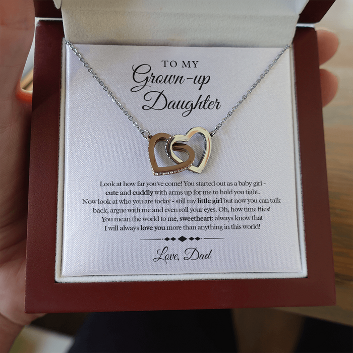 My Grown-Up Daughter - Love Dad - Interlocked Heart Necklace