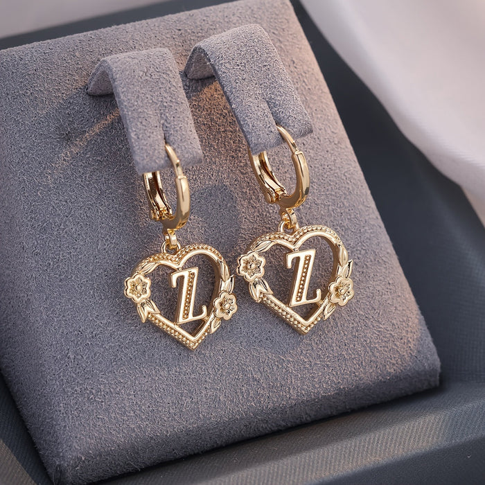 Annalise Heart Letter Initial Hoop Earrings