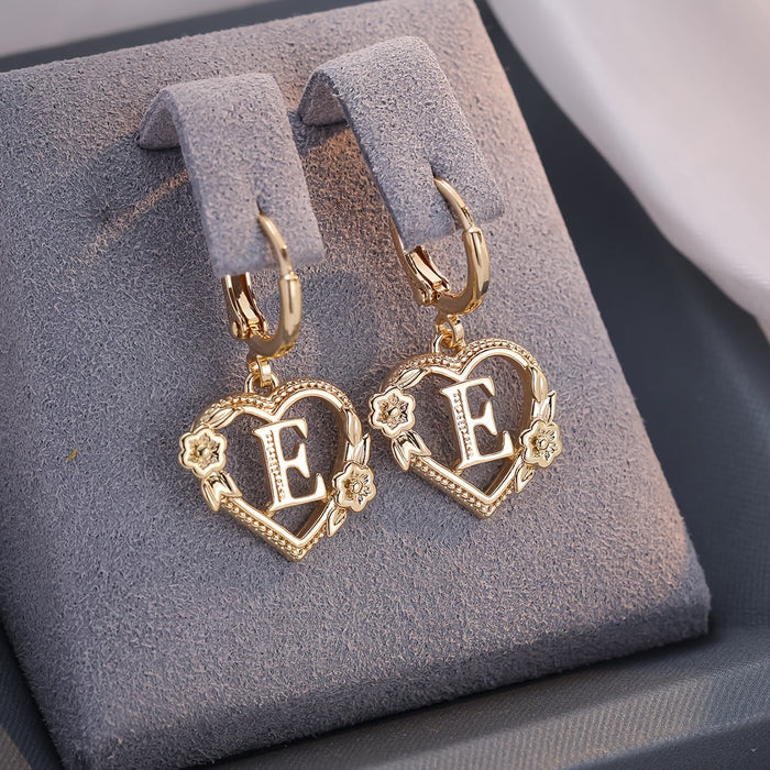 Annalise Heart Letter Initial Hoop Earrings