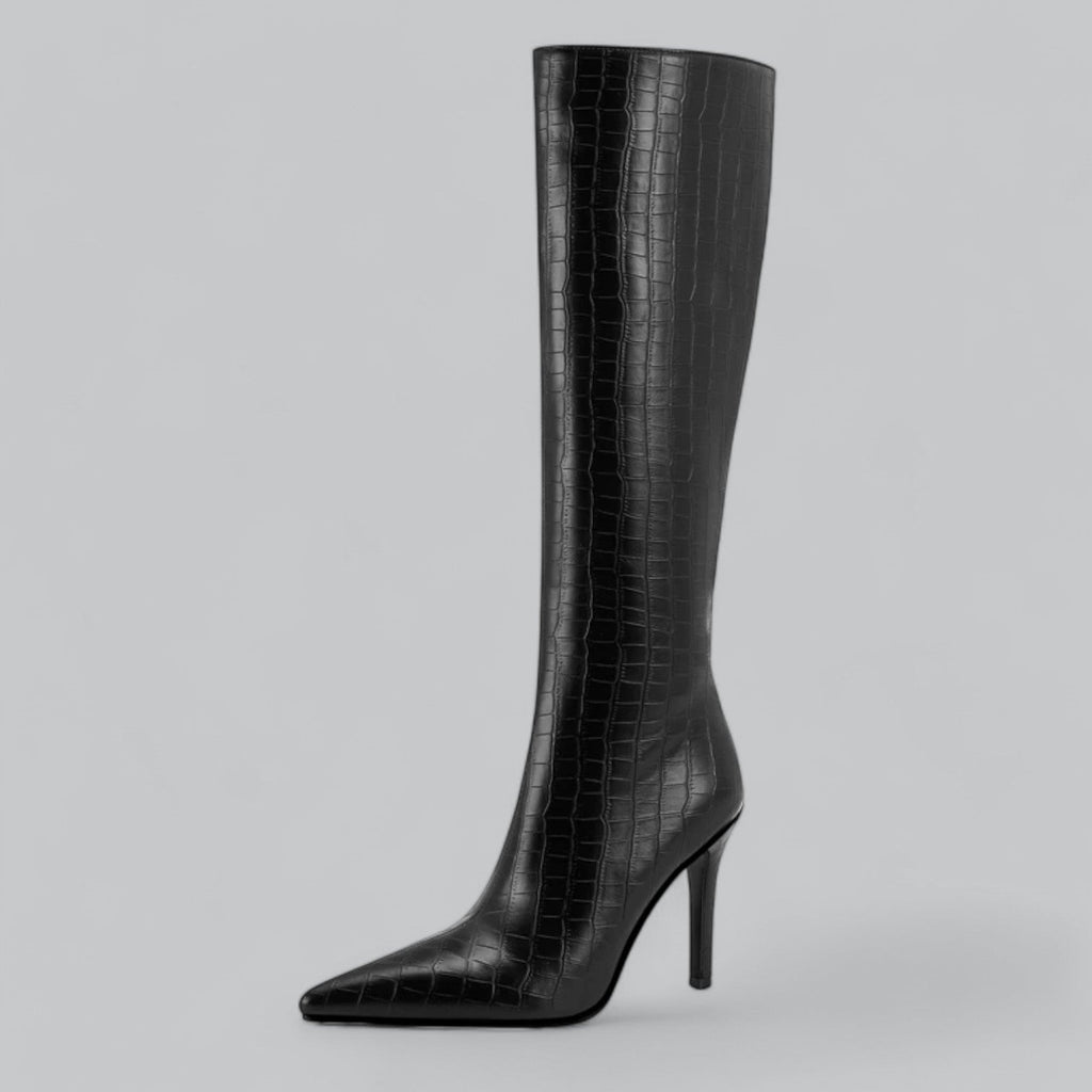 Vera | Pointed Toe Leather Heeled Boots