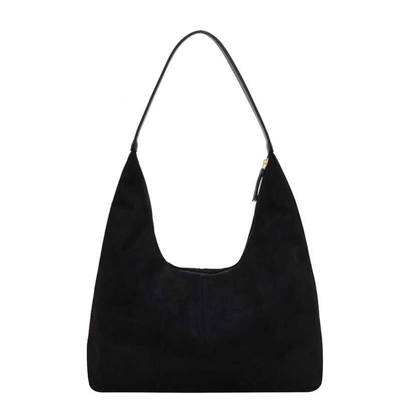 Elvira | Vegan Suede Hobo Bag-Shoulder bag-Urban Devyne-Black-Urban Devyne