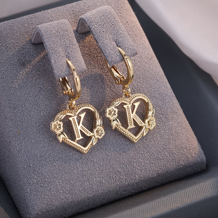 Annalise Heart Letter Initial Hoop Earrings