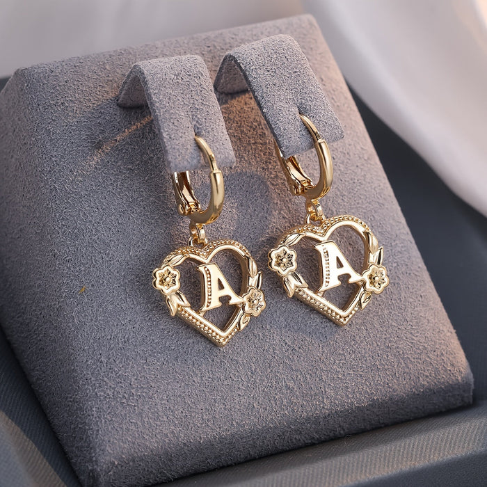 Annalise Heart Letter Initial Hoop Earrings