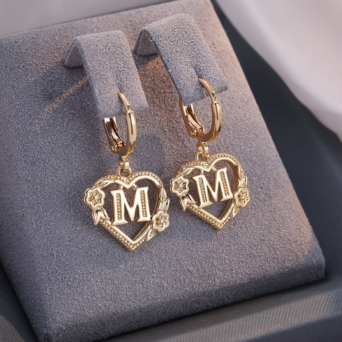 Annalise Heart Letter Initial Hoop Earrings