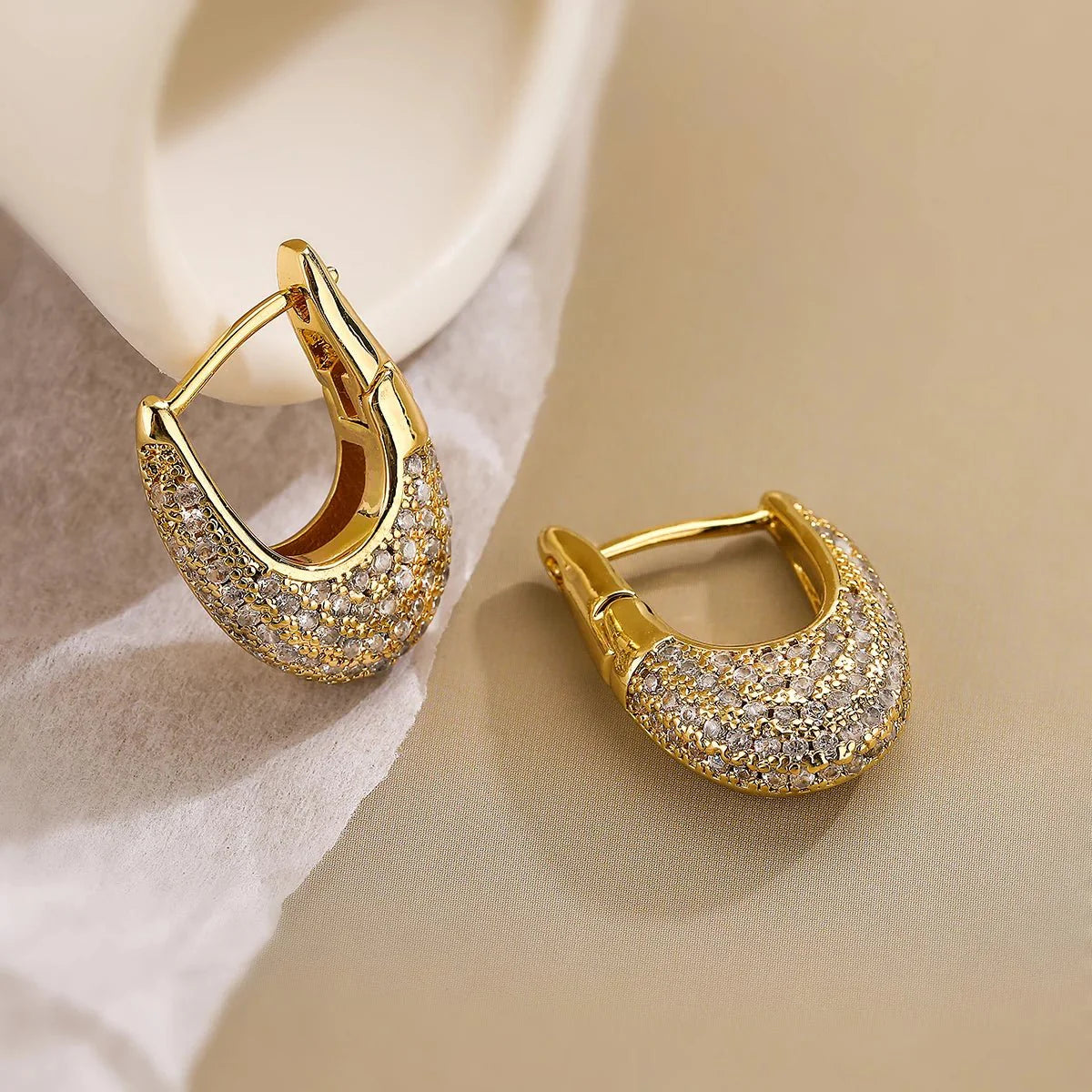Jennifer Glittering Diamond Hoop Earrings