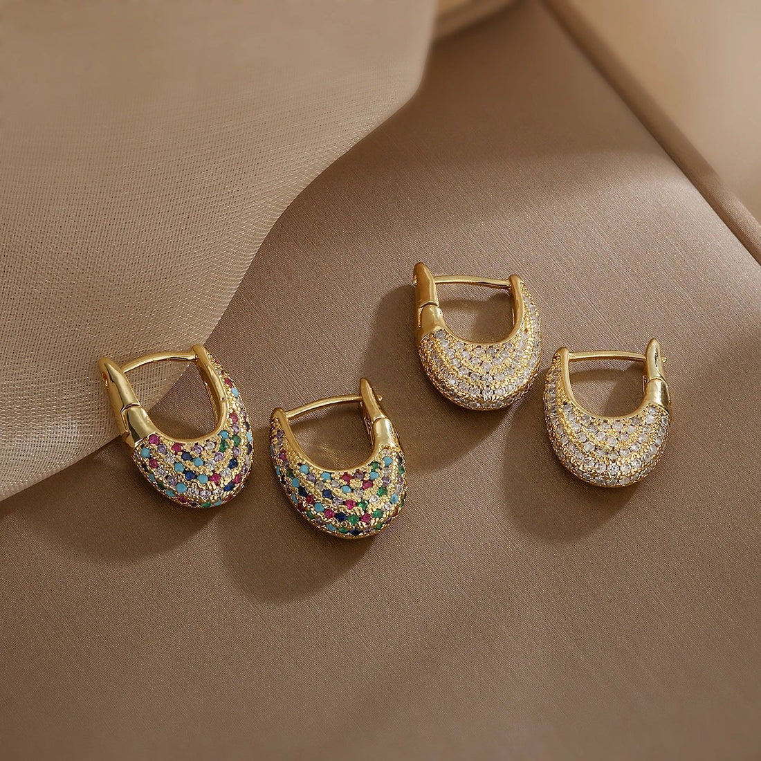 Jennifer Glittering Diamond Hoop Earrings