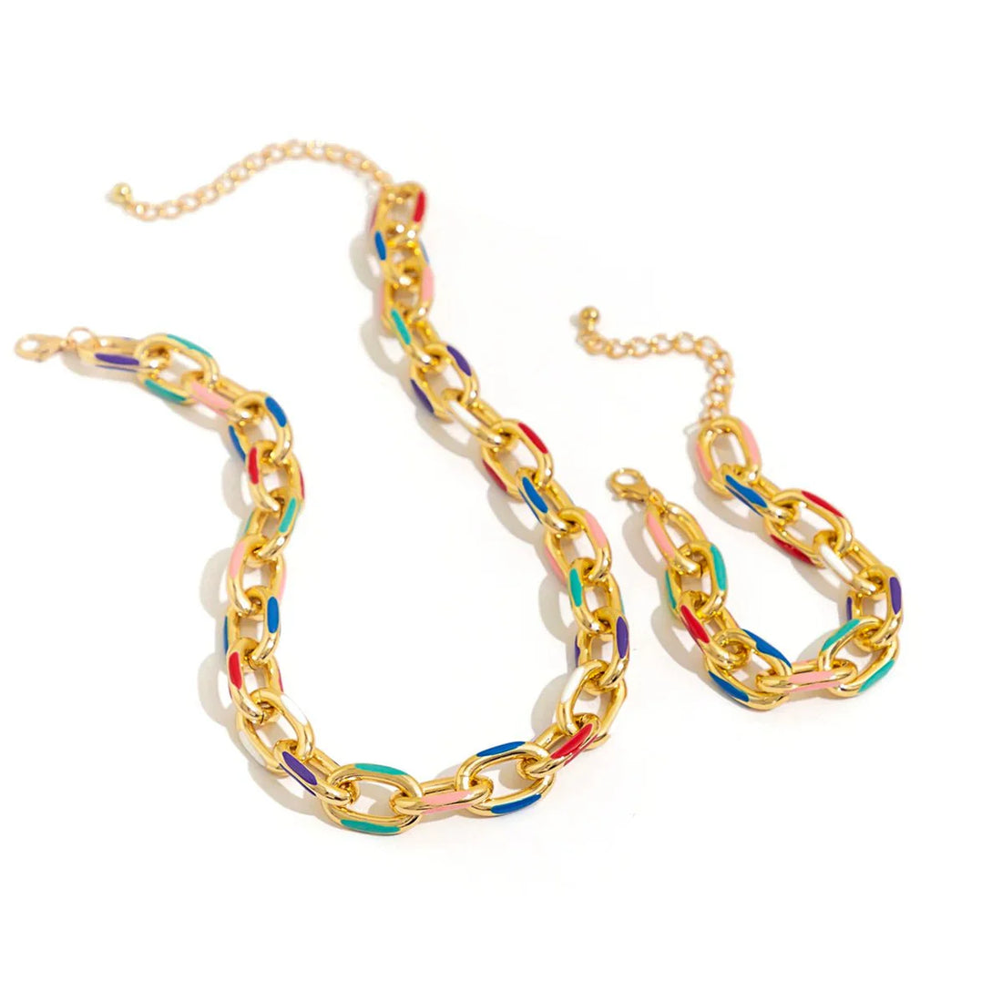 Antonia Rainbow Chain Bracelet and Necklace Set