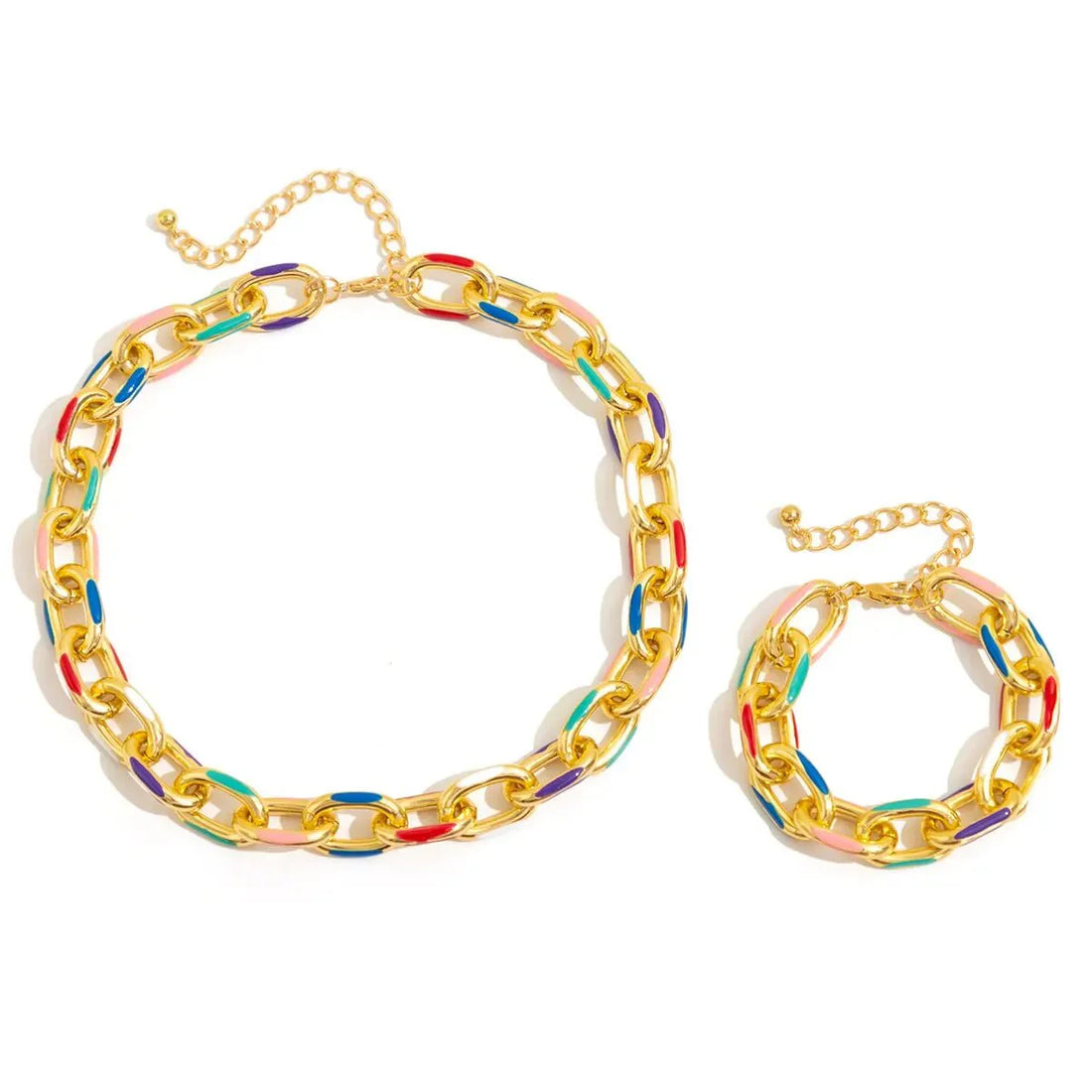 Antonia Rainbow Chain Bracelet and Necklace Set
