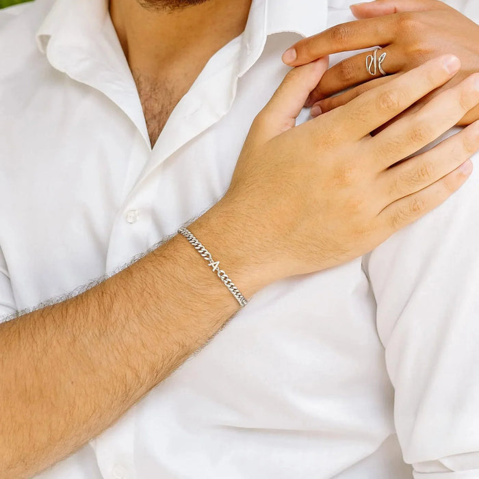 Bea Couples Letter Initial Cuban Bracelet