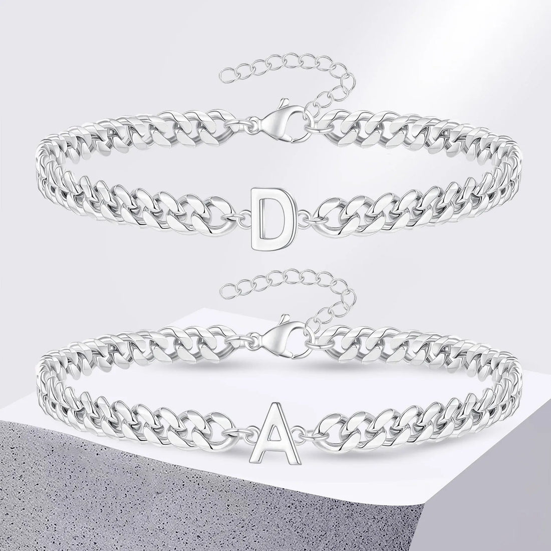 Bea Couples Letter Initial Cuban Bracelet