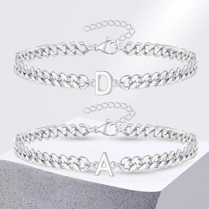 Bea Couples Letter Initial Cuban Bracelet