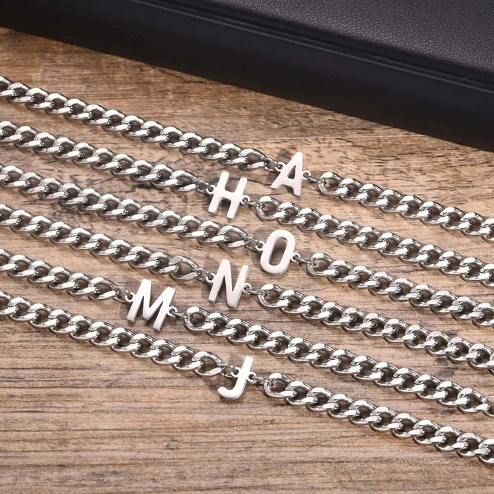 Bea Couples Letter Initial Cuban Bracelet