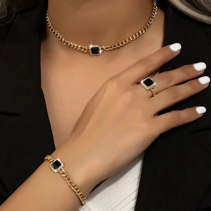 Ramona Square Diamond Necklace, Bracelet & Ring Set